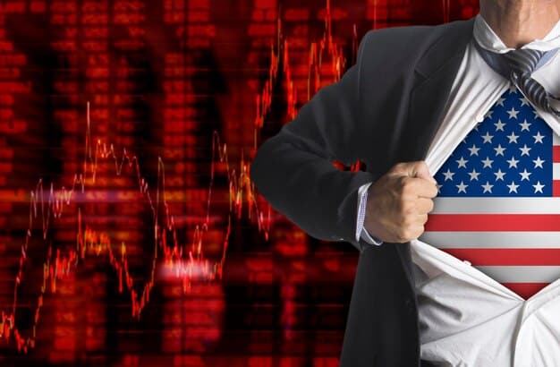A visual representation of investors flocking to the US Dollar as a safe-haven asset, contrasted with concerns about rising US national debt.