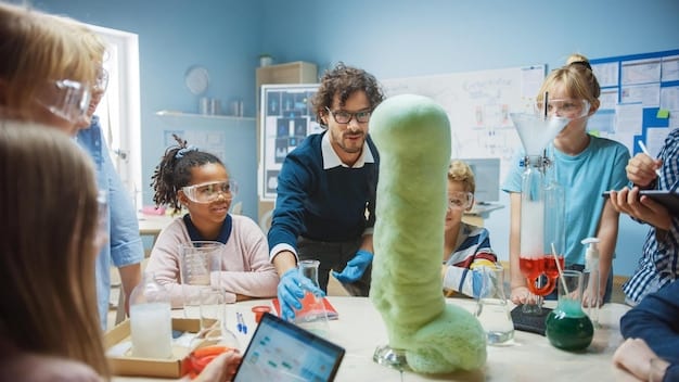 Students working on a science project in a well-equipped charter school lab, demonstrating hands-on learning and innovative teaching methods.