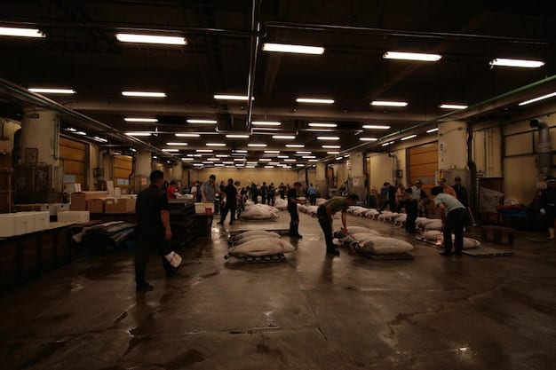 A split image: one side shows a busy factory floor with American workers, symbolizing domestic job growth; the other side shows a ship struggling through rough seas and a cancelled export order, representing challenges for export-oriented businesses.